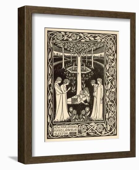 How Four Queens Found Lancelot Sleeping-Aubrey Beardsley-Framed Premium Photographic Print