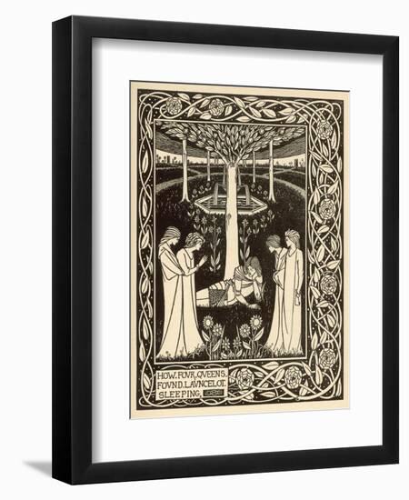 How Four Queens Found Lancelot Sleeping-Aubrey Beardsley-Framed Premium Photographic Print