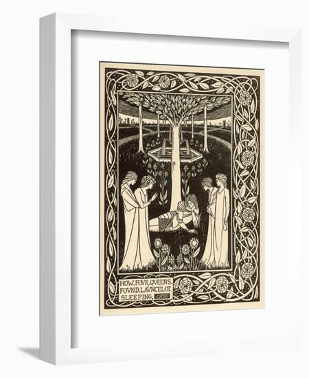 How Four Queens Found Lancelot Sleeping-Aubrey Beardsley-Framed Premium Photographic Print