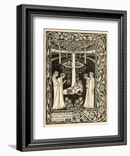 How Four Queens Found Lancelot Sleeping-Aubrey Beardsley-Framed Premium Photographic Print