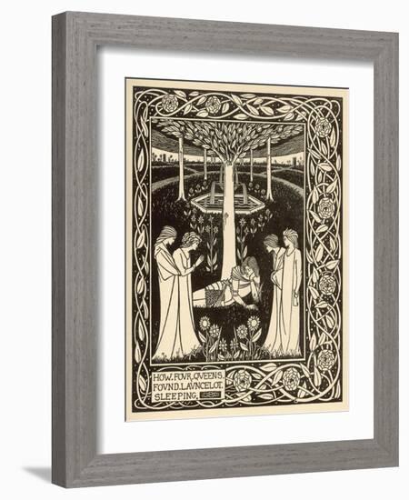 How Four Queens Found Lancelot Sleeping-Aubrey Beardsley-Framed Photographic Print