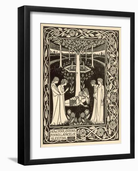 How Four Queens Found Lancelot Sleeping-Aubrey Beardsley-Framed Photographic Print