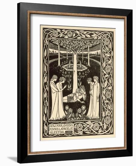 How Four Queens Found Lancelot Sleeping-Aubrey Beardsley-Framed Photographic Print