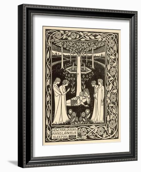 How Four Queens Found Lancelot Sleeping-Aubrey Beardsley-Framed Photographic Print