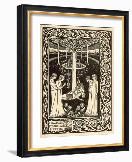 How Four Queens Found Lancelot Sleeping-Aubrey Beardsley-Framed Photographic Print