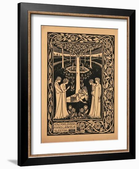 How Four Queens Found Lancelot Sleeping-Aubrey Beardsley-Framed Giclee Print