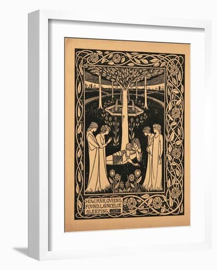 How Four Queens Found Lancelot Sleeping-Aubrey Beardsley-Framed Giclee Print