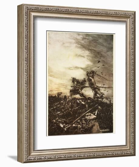 How Mordred Was Slain by Arthur, and How by Him Arthur Was Hurt to the Death-Arthur Rackham-Framed Giclee Print