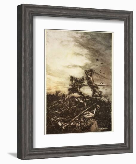 How Mordred Was Slain by Arthur, and How by Him Arthur Was Hurt to the Death-Arthur Rackham-Framed Giclee Print