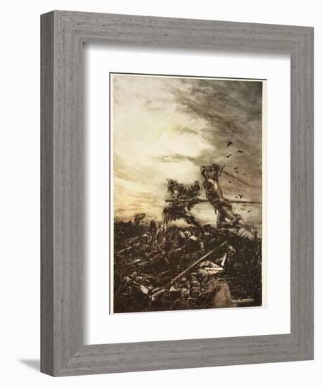 How Mordred Was Slain by Arthur, and How by Him Arthur Was Hurt to the Death-Arthur Rackham-Framed Giclee Print