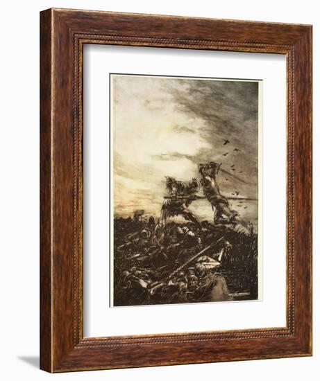 How Mordred Was Slain by Arthur, and How by Him Arthur Was Hurt to the Death-Arthur Rackham-Framed Giclee Print