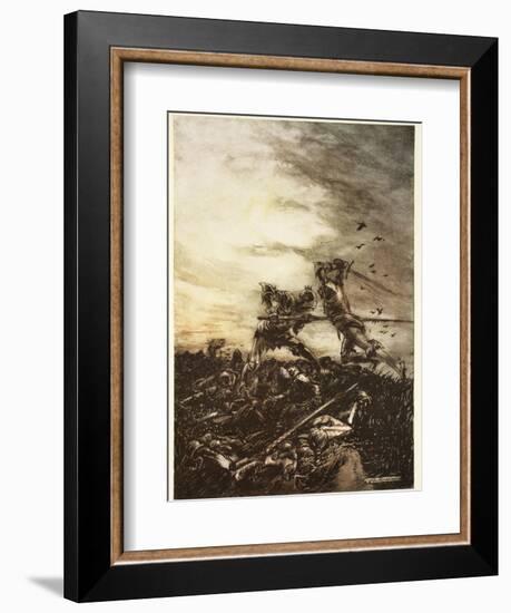 How Mordred Was Slain by Arthur, and How by Him Arthur Was Hurt to the Death-Arthur Rackham-Framed Giclee Print