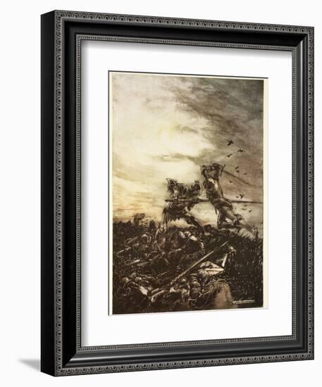 How Mordred Was Slain by Arthur, and How by Him Arthur Was Hurt to the Death-Arthur Rackham-Framed Giclee Print