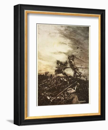 How Mordred Was Slain by Arthur, and How by Him Arthur Was Hurt to the Death-Arthur Rackham-Framed Giclee Print