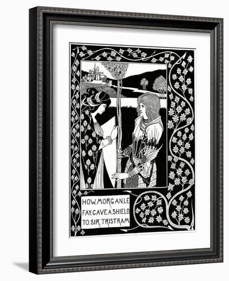 "How Morgan Le Fay Gave a Shield to Sir Tristram", Illustration from 'Le Morte D'Arthur' by Sir…-Aubrey Beardsley-Framed Giclee Print