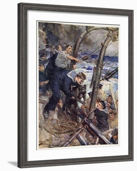 How Norah the Bulldog Was Saved from the Sinking Battleship-Cyrus Cuneo-Framed Giclee Print