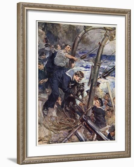 How Norah the Bulldog Was Saved from the Sinking Battleship-Cyrus Cuneo-Framed Giclee Print