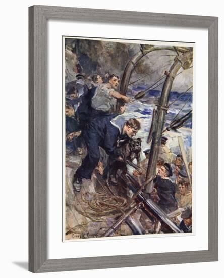 How Norah the Bulldog Was Saved from the Sinking Battleship-Cyrus Cuneo-Framed Giclee Print