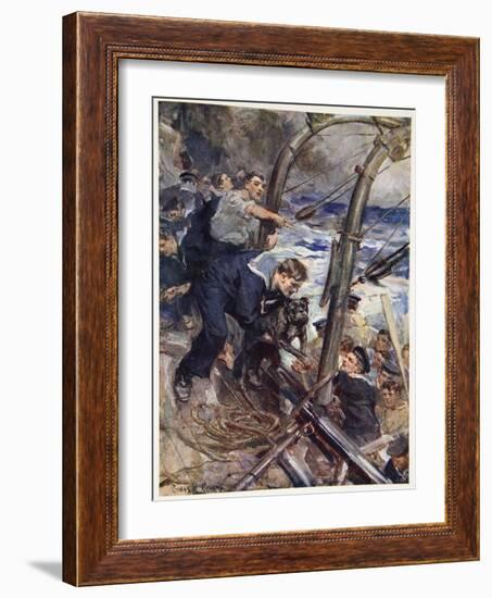 How Norah the Bulldog Was Saved from the Sinking Battleship-Cyrus Cuneo-Framed Giclee Print