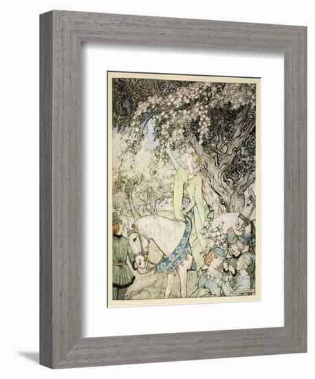 How Queen Guenever Rode A-Maying into the Woods and Fields Beside Westminster-Arthur Rackham-Framed Giclee Print