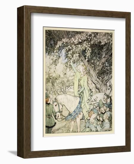 How Queen Guenever Rode A-Maying into the Woods and Fields Beside Westminster-Arthur Rackham-Framed Giclee Print