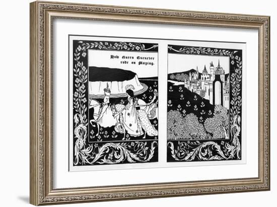 How Queen Guenever Rode on Maying, Illustration from 'Le Morte D'Arthur' by Thomas Malory, 1894-Aubrey Beardsley-Framed Giclee Print