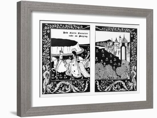 How Queen Guenever Rode on Maying, Illustration from 'Le Morte D'Arthur' by Thomas Malory, 1894-Aubrey Beardsley-Framed Giclee Print