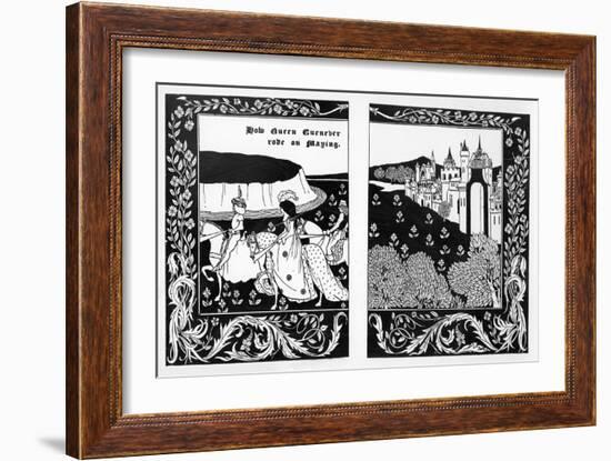 How Queen Guenever Rode on Maying, Illustration from 'Le Morte D'Arthur' by Thomas Malory, 1894-Aubrey Beardsley-Framed Giclee Print