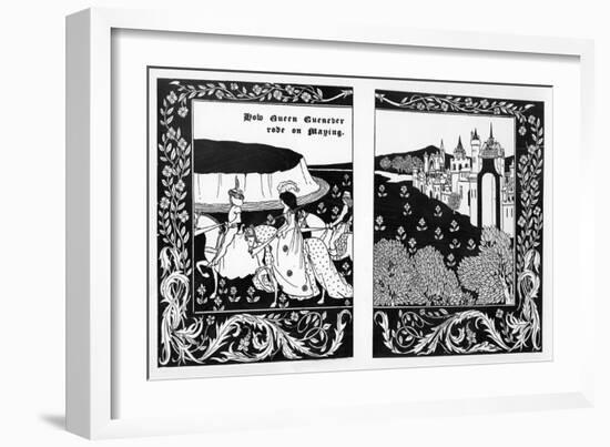 How Queen Guenever Rode on Maying, Illustration from 'Le Morte D'Arthur' by Thomas Malory, 1894-Aubrey Beardsley-Framed Giclee Print