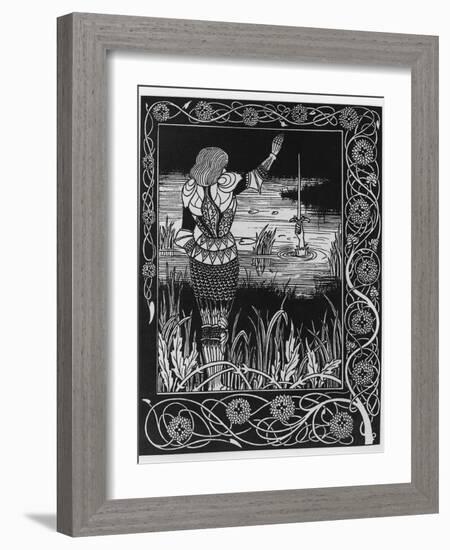 How Sir Bedivere Cast the Sword Excalibur into the Water, an Illustration from 'Le Morte D'Arthur'-Aubrey Beardsley-Framed Giclee Print