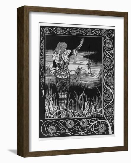 How Sir Bedivere Cast the Sword Excalibur into the Water, an Illustration from 'Le Morte D'Arthur'-Aubrey Beardsley-Framed Giclee Print