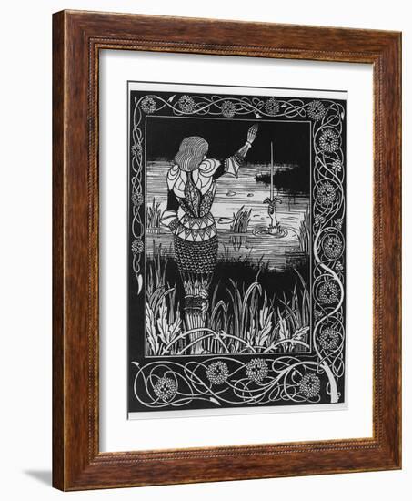 How Sir Bedivere Cast the Sword Excalibur into the Water, an Illustration from 'Le Morte D'Arthur'-Aubrey Beardsley-Framed Giclee Print