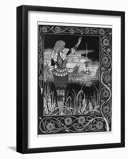 How Sir Bedivere Cast the Sword Excalibur into the Water, an Illustration from 'Le Morte D'Arthur'-Aubrey Beardsley-Framed Giclee Print