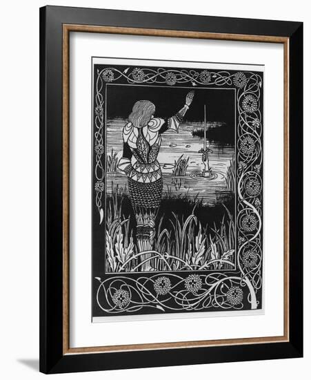 How Sir Bedivere Cast the Sword Excalibur into the Water, an Illustration from 'Le Morte D'Arthur'-Aubrey Beardsley-Framed Giclee Print