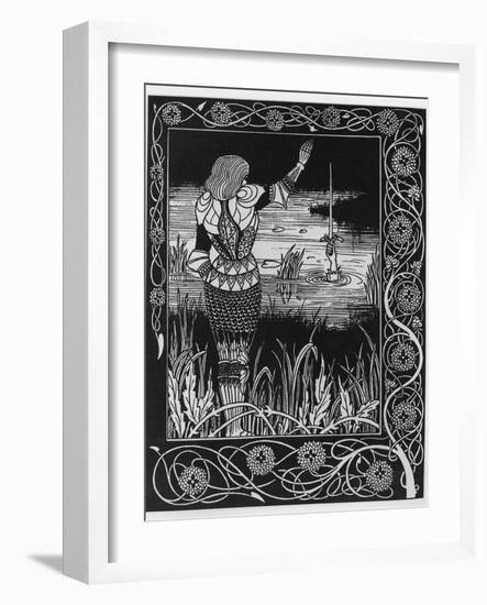 How Sir Bedivere Cast the Sword Excalibur into the Water, an Illustration from 'Le Morte D'Arthur'-Aubrey Beardsley-Framed Giclee Print