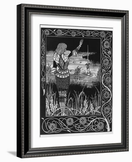 How Sir Bedivere Cast the Sword Excalibur into the Water, an Illustration from 'Le Morte D'Arthur'-Aubrey Beardsley-Framed Giclee Print