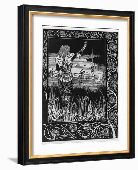 How Sir Bedivere Cast the Sword Excalibur into the Water, an Illustration from 'Le Morte D'Arthur'-Aubrey Beardsley-Framed Giclee Print