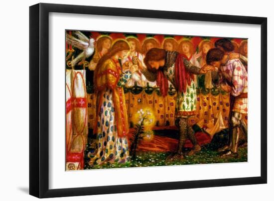 How Sir Galahad, Sir Bors and Sir Percival Were Fed with the Sanc Grael-Dante Gabriel Rossetti-Framed Art Print