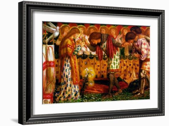 How Sir Galahad, Sir Bors and Sir Percival Were Fed with the Sanc Grael-Dante Gabriel Rossetti-Framed Art Print