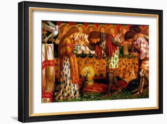 How Sir Galahad, Sir Bors and Sir Percival Were Fed with the Sanc Grael-Dante Gabriel Rossetti-Framed Art Print