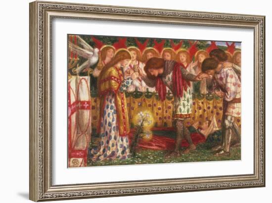 How Sir Galahad, Sir Bors & Sir Percival Were Fed with Sanct Grael; But Sir Percival's Sister Died-Dante Gabriel Rossetti-Framed Giclee Print