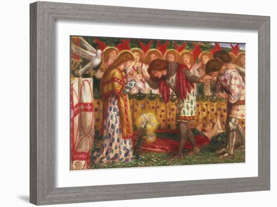 How Sir Galahad, Sir Bors & Sir Percival Were Fed with Sanct Grael; But Sir Percival's Sister Died-Dante Gabriel Rossetti-Framed Giclee Print