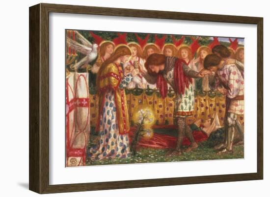 How Sir Galahad, Sir Bors & Sir Percival Were Fed with Sanct Grael; But Sir Percival's Sister Died-Dante Gabriel Rossetti-Framed Giclee Print