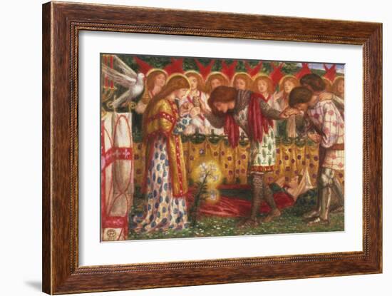 How Sir Galahad, Sir Bors & Sir Percival Were Fed with Sanct Grael; But Sir Percival's Sister Died-Dante Gabriel Rossetti-Framed Giclee Print