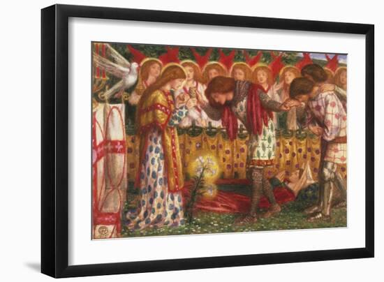 How Sir Galahad, Sir Bors & Sir Percival Were Fed with Sanct Grael; But Sir Percival's Sister Died-Dante Gabriel Rossetti-Framed Giclee Print