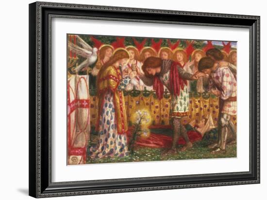 How Sir Galahad, Sir Bors & Sir Percival Were Fed with Sanct Grael; But Sir Percival's Sister Died-Dante Gabriel Rossetti-Framed Giclee Print