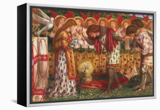 How Sir Galahad, Sir Bors & Sir Percival Were Fed with Sanct Grael; But Sir Percival's Sister Died-Dante Gabriel Rossetti-Framed Premier Image Canvas