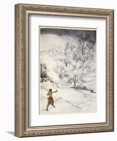 How Sir Launcelot Was Shot by a Gentlewoman Hunting-Arthur Rackham-Framed Giclee Print