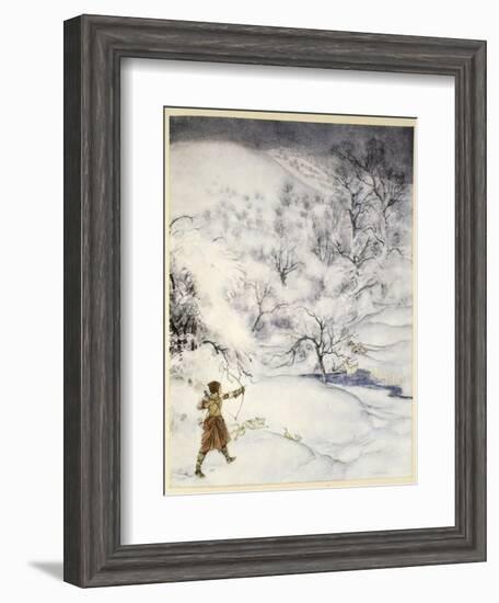 How Sir Launcelot Was Shot by a Gentlewoman Hunting-Arthur Rackham-Framed Giclee Print