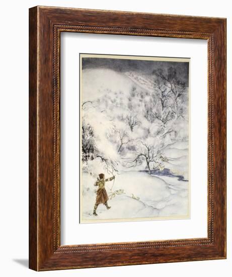 How Sir Launcelot Was Shot by a Gentlewoman Hunting-Arthur Rackham-Framed Giclee Print